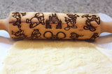 Rolling Pin Embossing engraved Cartoon Mouse kids baking,Clay Stamp, Baking Gift, Shortbread Sugar Cookie,Christmas Gift