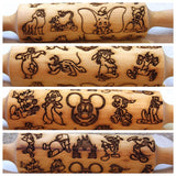 Rolling Pin Embossing engraved Cartoon Mouse kids baking,Clay Stamp, Baking Gift, Shortbread Sugar Cookie,Christmas Gift