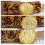 Rolling Pin Embossing engraved Cartoon Mouse kids baking,Clay Stamp, Baking Gift, Shortbread Sugar Cookie,Christmas Gift