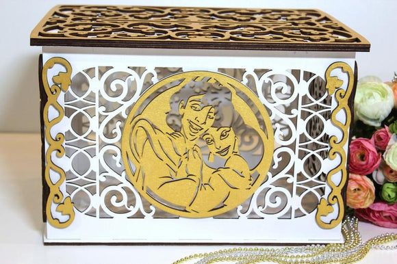 Wedding Card Box, Aladdin and Jasmine, Wedding Card Holder Handmade