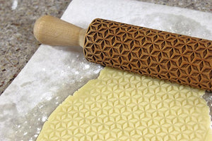 Embossing Rolling Pin Diamond Engraved Pattern, Clay Stamp,Textured Cookies, Christmas Gift, Ceramic Roller Pottery