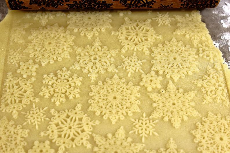 No. R343 SNOWFLAKES No 4 Rolling Pin, Embossed Rolling Pin, Wooden Roller  Engraved, Embossing Cookies, Wooden Toys,stamp, Baking Gift 