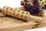 Engraved Embossing Rolling Pin Christmas, Ceramic Roller Pottery, Clay Stamp, Baking Gift, Shortbread Sugar Cookie, Gift