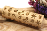 Engraved Embossing Rolling Pin Christmas, Ceramic Roller Pottery, Clay Stamp, Baking Gift, Shortbread Sugar Cookie, Gift