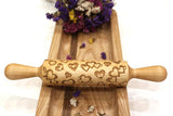 Embossed ROLLING PIN Heart Engraved Christmas Gift, Clay Stamp, Pottery Roller