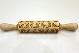 Engraved Embossing Rolling Pin, Cats, Valentines Gift,  Textured Cookie, Clay Stamp, Pottery Roller