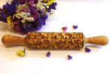 Engraved Embossing Rolling Pin, HORSES, Christmas Gift,Textured Cookie, Clay Stamp, Pottery Roller