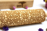 Embossing Rolling Pin FLOWERS LACE Pattern, Clay Stamp,Christmas Gift