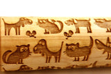 Engraved Embossing Rolling Pin Funny CAT & DOG Christmas Gift,  Textured Cookie, Clay Stamp, Pottery Roller
