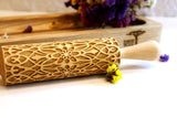 FLOWER Embossing Rolling Pin, Textured Cookies, Christmas Gift, Ceramic Roller Pottery