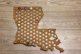 Beer Cap Map LOUISIANA USA, Holder, Father's Day Gift for Him Handmade