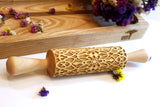 FLOWER Embossing Rolling Pin, Textured Cookies, Christmas Gift, Ceramic Roller Pottery